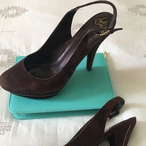 Chocolate brown stacked heels